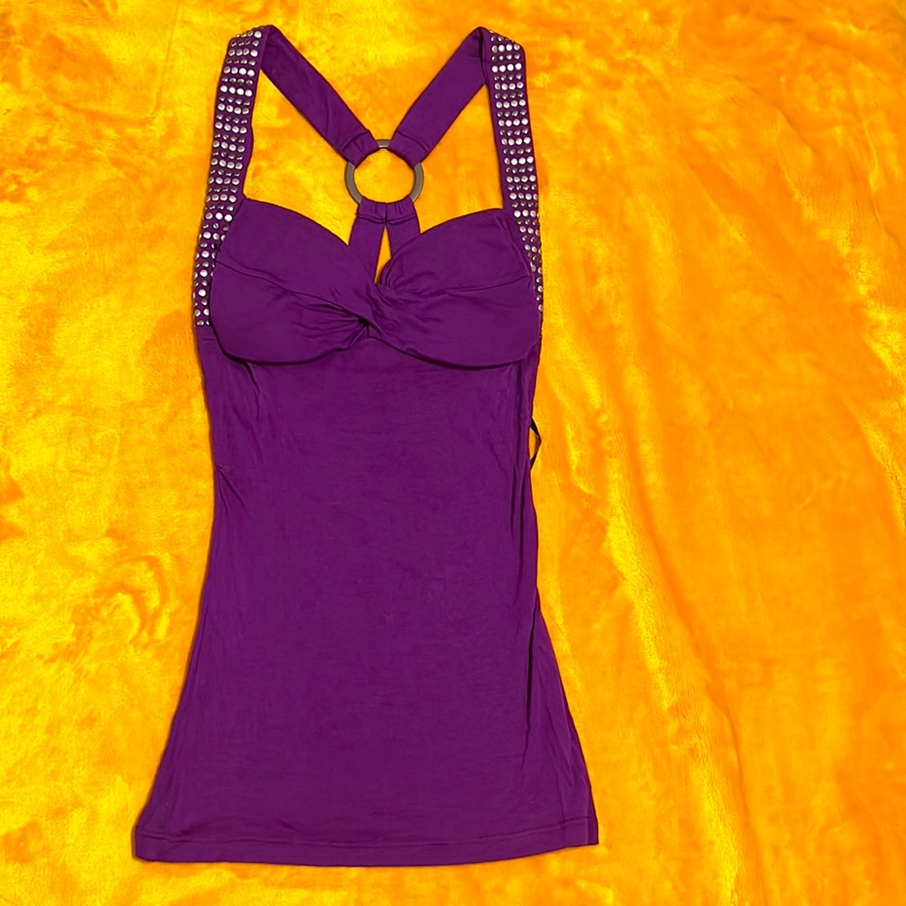 Bebe Purple Padded Blouse XS
